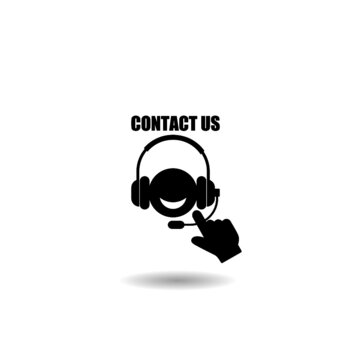 Simple contact us icon with shadow