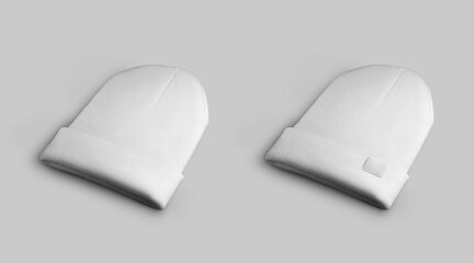 White warm beanie mockup with tag