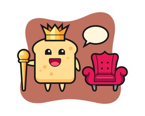 Mascot cartoon of bread as a king