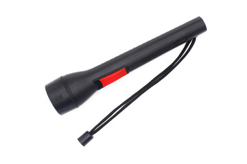 Black Electric LED torch flashlight isolated on a white background