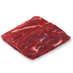 Close-up view of fresh raw Ribeye Cap Steak Ribs cut in isolated white background