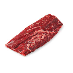 Close-up view of fresh raw Ribeye Cap Ribs cut in isolated white background