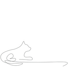Cat animal silhouette line drawing, vector illustration