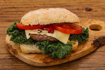 Italian ciabatta bread with burger