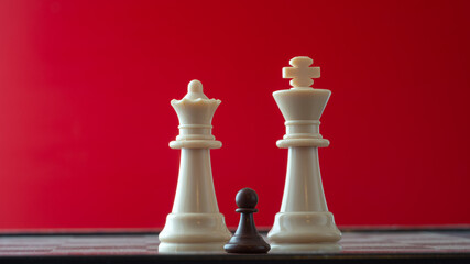 small pawn on chess board against larger adversary concept of adversity ,discimination ,equality .