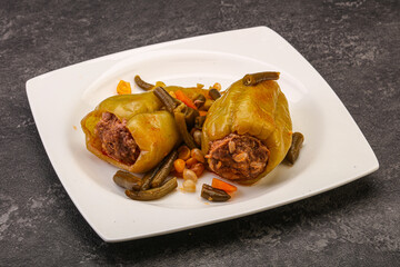 Baked stuffed bell pepper with meat