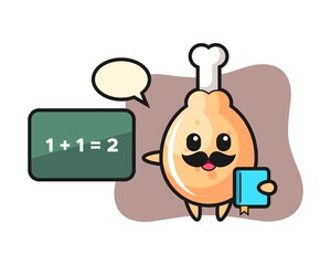 Illustration of fried chicken character as a teacher