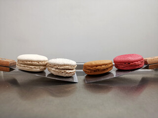 Macarons arranged on the pan 