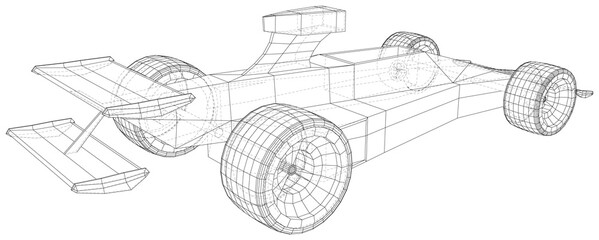 Model speed car. Wire-frame. EPS10 format. Vector rendering of 3d.