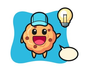 Chocolate chip cookie character cartoon getting the idea