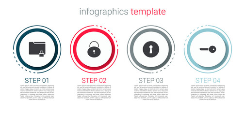 Set Folder and lock, Lock, Keyhole and . Business infographic template. Vector.