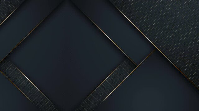 Abstract Luxury backgrounds. polygonal pattern. black and gold lines. Seamless loop computer generated motion graphics. Video 3840x2160.