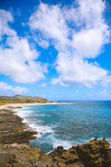 Fototapeta na wymiar Halona Blowhole Lookout Oahu Hawaii Sandy Beach