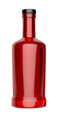 Front view of red liqueur bottle, isolated on white background