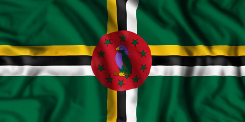 Dominica flag realistic waving