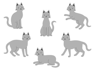 色々なポーズの猫のイラスト