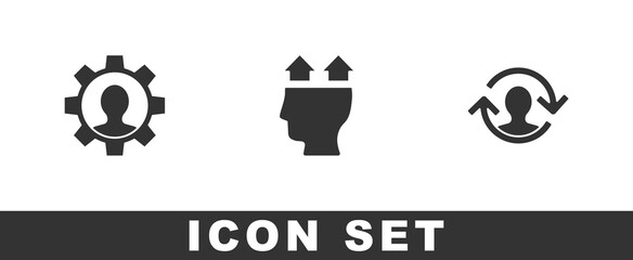 Set Human with gear, User of and resources icon. Vector.