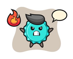 bottle cap character cartoon with angry gesture