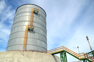 Large industrial tanks or spherical tanks for petrochemical plant, oil and gas fuel or water in refinery or power plant for industrial plant.