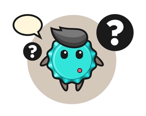 Cartoon Illustration of bottle cap with the question mark