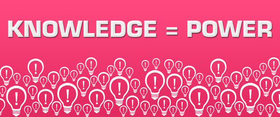 Knowledge Is Power Pink Background Bulbs Bottom Text 