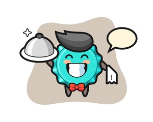 Character mascot of bottle cap as a waiters