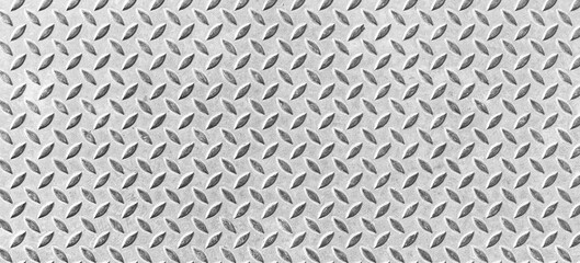 Panorama of Silver Diamond Steel Plate Floor pattern and seamless background