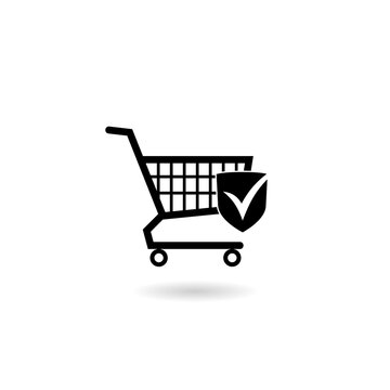 Simple shopping cart icon with shadow