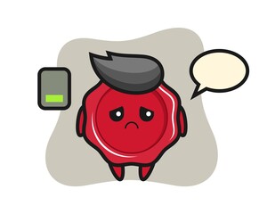 Sealing wax mascot character doing a tired gesture