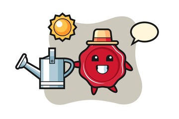 Cartoon character of sealing wax holding watering can