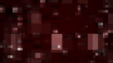 Abstract graphic background of blurred red blocks in many different sizes on black background - 3D Illustration