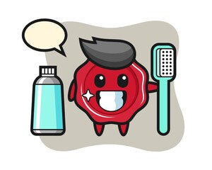 Mascot illustration of sealing wax with a toothbrush