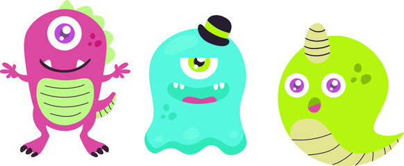 Naklejka premium set of cartoon monsters