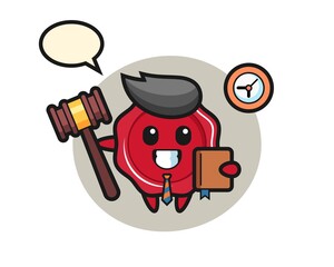 Mascot cartoon of sealing wax as a judge