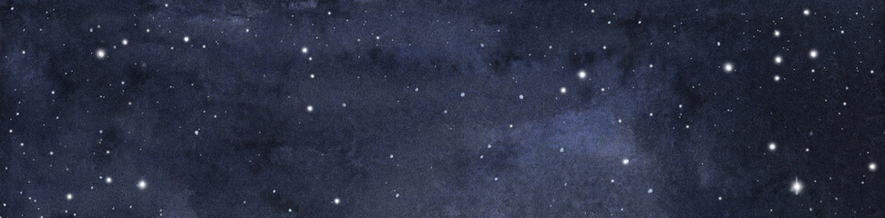 Watercolor night sky background with stars. cosmic texture with glowing stars.