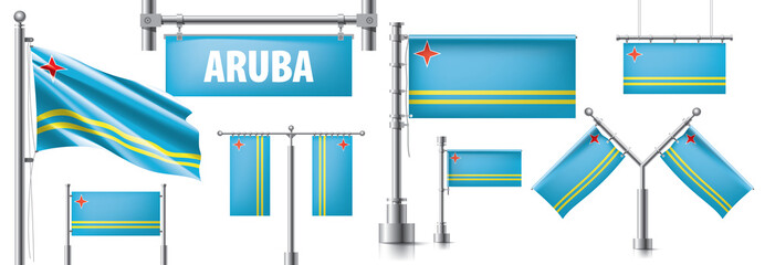 Vector set of the national flag of Aruba in various creative designs