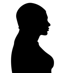 Black color silhouette of people profile picture on white background. Vector illustration. Unknown person.	