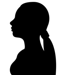 Fototapeta na wymiar Black color silhouette of people profile picture on white background. Vector illustration. Unknown person. 