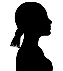 Fototapeta na wymiar Black color silhouette of people profile picture on white background. Vector illustration. Unknown person. 