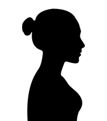 Black color silhouette of people profile picture on white background. Vector illustration. Unknown person.	