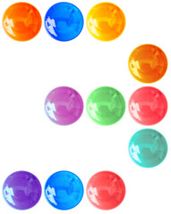 Chiffre 3, police d’écriture boutons bonbons, fond blanc 