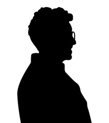 Black color silhouette of people profile picture on white background. Vector illustration. Unknown person.	