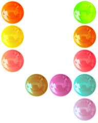 Chiffre 4, police d’écriture boutons bonbons, fond blanc 