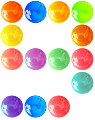 Chiffre 9, police d’écriture boutons bonbons, fond blanc 