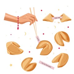 A set of Chinese fortune cookies.