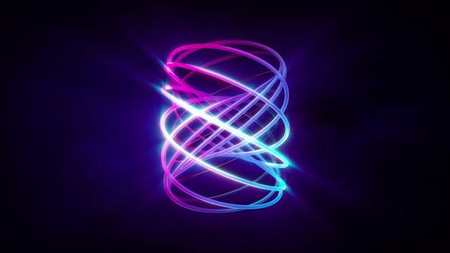Abstract background 3D animation shiny stripes regular geometry structure appears builds up and transforms in space loop.