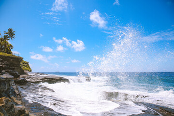 Big waves at China Walls, Koko Kai Beach Mini Park , Honolulu, Oahu, Hawaii | Sea Nature Landscape Travel	