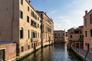 Fototapeta na wymiar June view of Canal Rio di Noale in Venice, Italy