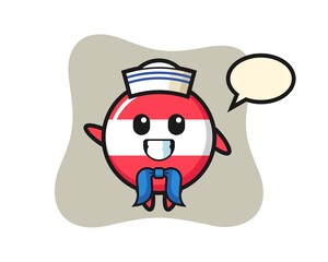 Character mascot of austria flag badge as a sailor man