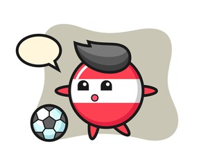 Illustration of austria flag badge cartoon is playing soccer